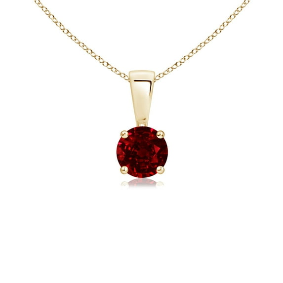 ANGARA Natural Classic Round Ruby Solitaire Pendant in 14K Yellow Gold for Women (Size-4mm) | July Birthstone, Birthday, Anniversary, Jewelry Gift for Women | Natural Ruby Necklace