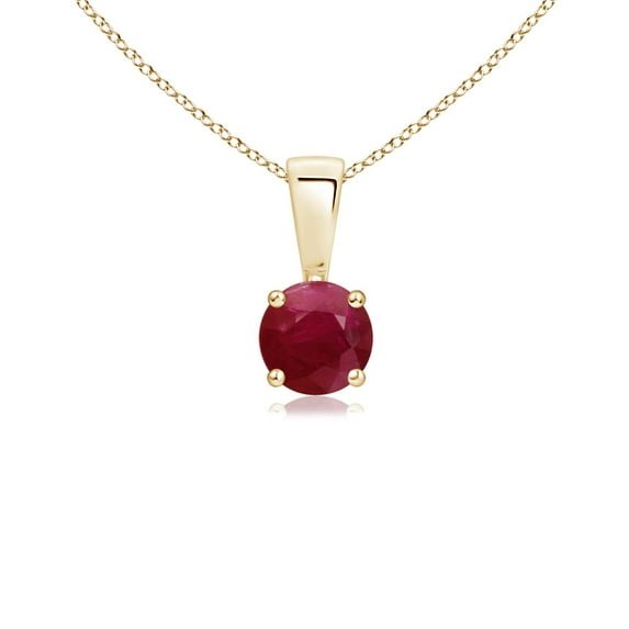 ANGARA Natural Classic Round Ruby Solitaire Pendant in 14K Yellow Gold for Women (Size-4mm) | July Birthstone, Birthday, Anniversary, Jewelry Gift for Women | Natural Ruby Necklace