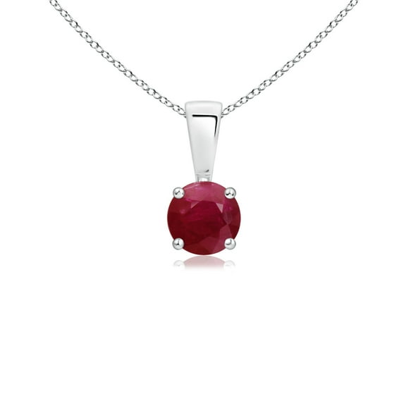 ANGARA Natural Classic Round Ruby Solitaire Pendant in 925 Sterling Silver for Women (Size-4mm) | July Birthstone, Birthday, Anniversary, Jewelry Gift for Women | Natural Ruby Necklace