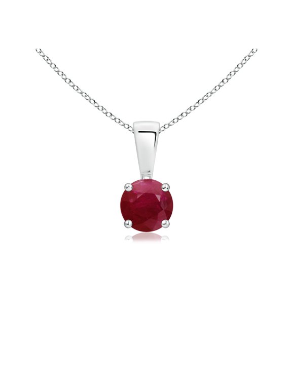 Natural Classic Round Ruby Solitaire Pendant in 925 Sterling Silver for Women (Size-4mm) | July Birthstone, Birthday, Anniversary, Jewelry Gift for Women | Natural Ruby Necklace