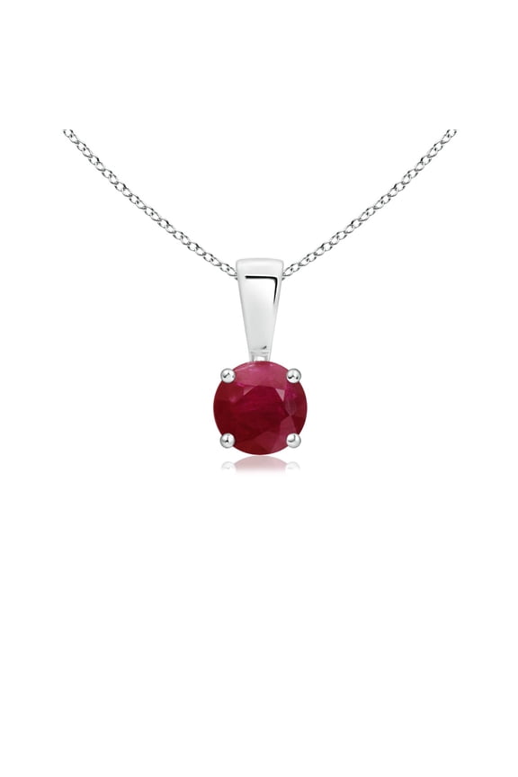 Natural Classic Round Ruby Solitaire Pendant in 925 Sterling Silver for Women (Size-4mm) | July Birthstone, Birthday, Anniversary, Jewelry Gift for Women | Natural Ruby Necklace