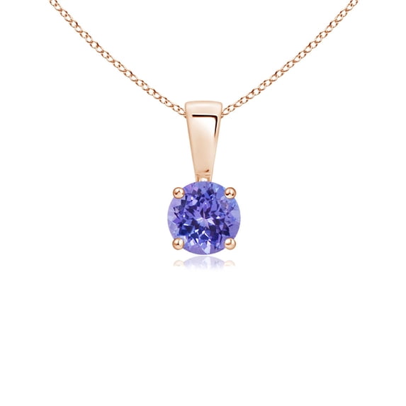 Angara Round Shape Natural Tanzanite Pendant Necklace in 14K Rose Gold for Women - December Birthstone Jewelry | Tanzanite Solitaire Pendant Necklace
