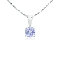 Angara Natural Round Tanzanite Pendant Necklace for Women in 14K White Gold (Size-4mm) - December Birthstone Jewelry | Natural Tanzanite Necklace