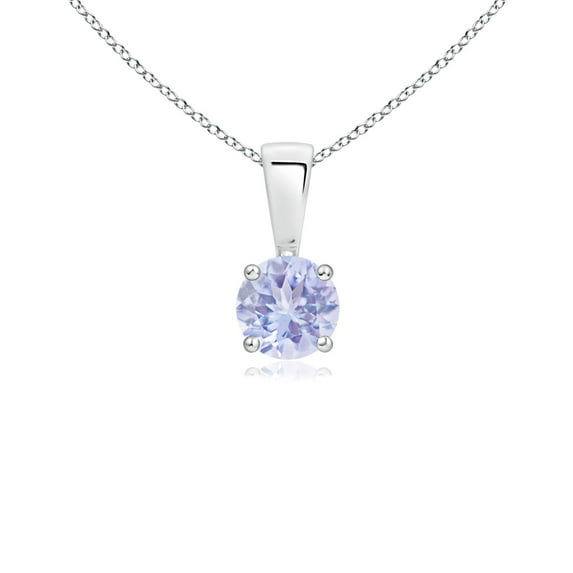 Angara Natural Tanzanite Solitaire Pendant Necklace in 925 Sterling Silver for Women - Round Shape Tanzanite Pendant Necklace