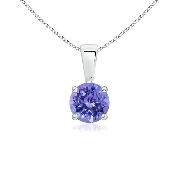 Angara Natural Tanzanite Solitaire Pendant Necklace in 925 Sterling Silver for Women - Round Shape Tanzanite Pendant Necklace
