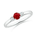 thumbnail image 1 of ANGARA Natural Classic Ruby and Diamond Three Stone Engagement Ring in 14K White Gold for Women (Size-4mm) | July Birthstone Jewelry for Her | Natural Ruby Rings, 1 of 11