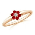 thumbnail image 1 of ANGARA Natural Classic Six Petal Ruby and Diamond Flower Ring in 14K Rose Gold for Women (Size-2mm) | July Birthstone Jewelry for Her | Natural Ruby Rings, 1 of 11