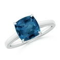 thumbnail image 1 of ANGARA Natural Classic Solitaire Cushion 2.5 ct London Blue Topaz Cocktail Ring in 14K White Gold for Women (Size-8mm) | November Birthstone Jewelry for Women | London Blue Topaz Ring (Ring Size- 4.5), 1 of 11