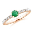 thumbnail image 1 of ANGARA Natural Classic Solitaire Emerald Promise Ring with Pave Diamonds in 14K Rose Gold for Women (Size-4mm) | May Birthstone, Birthday, Anniversary, Jewelry Gift for Women | Natural Emerald Ring, 1 of 8