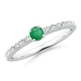 thumbnail image 1 of ANGARA Natural Classic Solitaire Emerald Promise Ring with Pave Diamonds in 14K White Gold for Women (Size-3.5mm) | May Birthstone, Anniversary, Jewelry Gift for Women | Natural Emerald Ring, 1 of 7