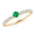 thumbnail image 1 of ANGARA Natural Classic Solitaire Emerald Promise Ring with Pave Diamonds in 14K Yellow Gold for Women (Size-3.5mm) | May Birthstone, Anniversary, Jewelry Gift for Women | Natural Emerald Ring, 1 of 8