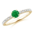 thumbnail image 1 of ANGARA Natural Classic Solitaire Emerald Promise Ring with Pave Diamonds in 14K Yellow Gold for Women (Size-4.5mm) | May Birthstone, Anniversary, Jewelry Gift for Women | Natural Emerald Ring, 1 of 7