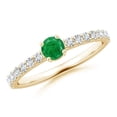 thumbnail image 1 of ANGARA Natural Classic Solitaire Emerald Promise Ring with Pave Diamonds in 14K Yellow Gold for Women (Size-4mm) | May Birthstone, Birthday, Anniversary, Jewelry Gift for Women | Natural Emerald Ring, 1 of 7