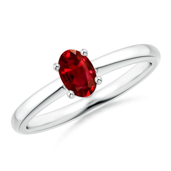 ANGARA Natural Classic Solitaire Oval Ruby Promise Ring in 925 Sterling Silver for Women (Size-6x4mm) | July Birthstone, Birthday, Anniversary, Jewelry Gift for Women | Natural Ruby Ring