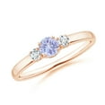 thumbnail image 1 of ANGARA Natural Classic Tanzanite and Diamond Three Stone Engagement Ring in 14K Rose Gold for Women (Size-4mm) | December Birthstone, Anniversary, Jewelry Gift for Women | Natural Tanzanite Ring, 1 of 10