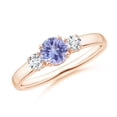 thumbnail image 1 of ANGARA Natural Classic Tanzanite and Diamond Three Stone Engagement Ring in 14K Rose Gold for Women (Size-5mm) | December Birthstone, Anniversary, Jewelry Gift for Women | Natural Tanzanite Ring, 1 of 11