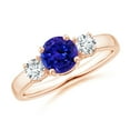 thumbnail image 1 of ANGARA Natural Classic Tanzanite and Diamond Three Stone Engagement Ring in 14K Rose Gold for Women (Size-6mm) | December Birthstone, Anniversary, Jewelry Gift for Women | Natural Tanzanite Ring, 1 of 11