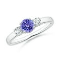 thumbnail image 1 of ANGARA Natural Classic Tanzanite and Diamond Three Stone Engagement Ring in 14K White Gold for Women (Size-5mm) | December Birthstone, Anniversary, Jewelry Gift for Women | Natural Tanzanite Ring, 1 of 11