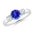 thumbnail image 1 of ANGARA Natural Classic Tanzanite and Diamond Three Stone Engagement Ring in 14K White Gold for Women (Size-6mm) | December Birthstone, Anniversary, Jewelry Gift for Women | Natural Tanzanite Ring, 1 of 11