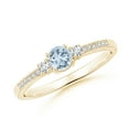 thumbnail image 1 of ANGARA Natural Classic Three Stone Aquamarine and Diamond Ring in 14K Yellow Gold for Women (Size-4mm) | March Birthstone, Birthday, Anniversary, Jewelry Gift for Women | Natural Aquamarine Ring, 1 of 9
