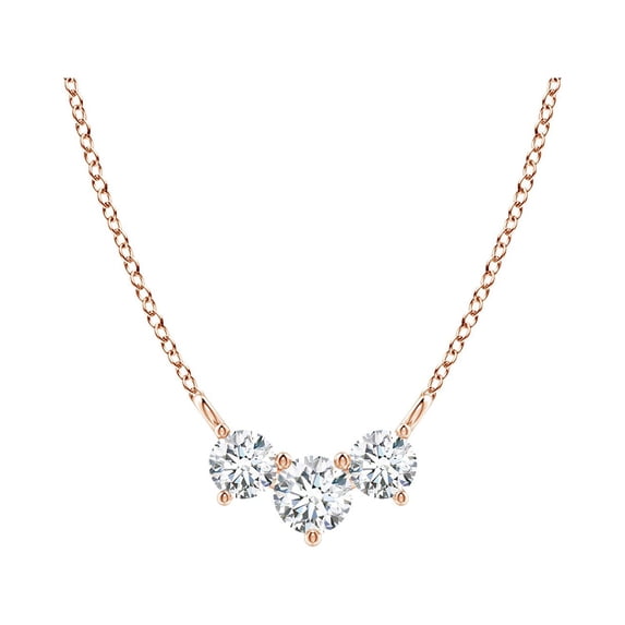 ANGARA Natural Classic Trio Diamond Necklace in 14K Rose Gold for Women (Size-4mm | Color-G | Clarity-VS2) | April Birthstone, Birthday, Anniversary, Jewelry Gift for Women | Natural Diamond Necklace