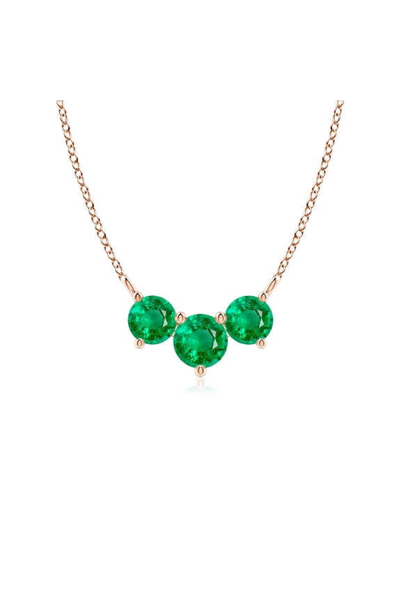 Natural Classic Trio Emerald Necklace in 14K Rose Gold for Women (Size-5mm) | May Birthstone, Birthday, Anniversary, Jewelry Gift for Women | Natural Emerald Necklace