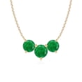 thumbnail image 1 of ANGARA Natural Classic Trio Emerald Necklace in 14K Yellow Gold for Women (Size-6mm) | May Birthstone, Birthday, Anniversary, Jewelry Gift for Women | Natural Emerald Necklace, 1 of 8