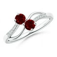 thumbnail image 1 of ANGARA Natural Classic Two Stone Ruby Bypass Split Shank Ring in 14K White Gold for Women (Size-3.7mm) | July Birthstone Jewelry for Her | Natural Ruby Rings, 1 of 8