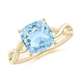 thumbnail image 1 of ANGARA Natural Claw-Set Cushion 1.95 ct Aquamarine Solitaire Engagement Ring in 14K Yellow Gold for Women (Size-8mm) | March Birthstone, Anniversary, Jewelry Gift for Women | Natural Aquamarine Ring, 1 of 8