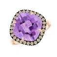 thumbnail image 1 of ANGARA Natural Claw-Set Cushion 4.7 ct Amethyst Halo Ring with Filigree in 14K Rose Gold for Women (Size-11mm) | February Birthstone, Anniversary, Jewelry Gift for Women | Natural Amethyst Ring, 1 of 9