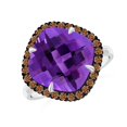 thumbnail image 1 of ANGARA Natural Claw-Set Cushion 4.7 ct Amethyst Halo Ring with Filigree in 14K White Gold for Women (Size-11mm) | February Birthstone, Anniversary, Jewelry Gift for Women | Natural Amethyst Ring, 1 of 9
