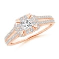 thumbnail image 1 of ANGARA Natural Claw-Set Diamond Cushion Collar Engagement Ring in 14K Rose Gold for Women (Size-3.8mm| Color-H| Clarity-SI2) | Anniversary, Jewelry Gift for Women | Natural Diamond Ring, 1 of 8