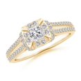 thumbnail image 1 of ANGARA Natural Claw-Set Diamond Cushion Collar Engagement Ring in 14K Yellow Gold for Women (Size-3.8mm| Color-I| Clarity-I1) | Anniversary, Jewelry Gift for Women | Natural Diamond Ring, 1 of 7