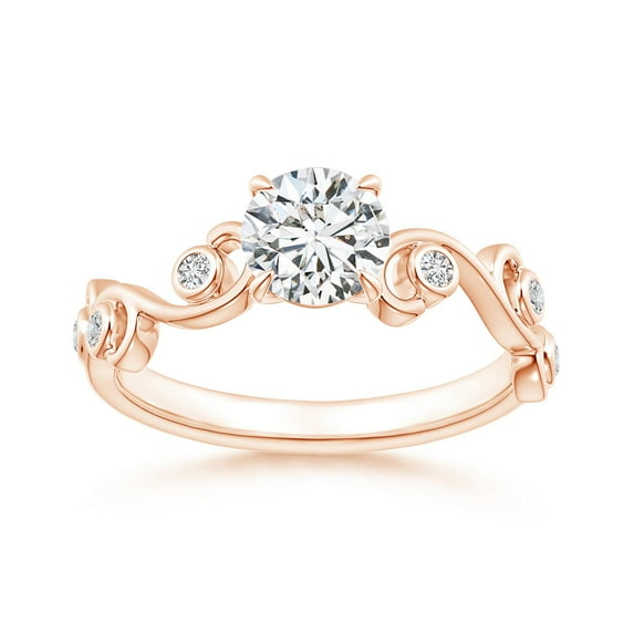 ANGARA Natural Claw Set Diamond Ivy Scroll Ring in 14K Rose Gold for Women (Size-5.4mm | Color-H| Clarity-SI2) | April Birthstone, Birthday, Anniversary, Jewelry Gift for Women | Natural Diamond Ring