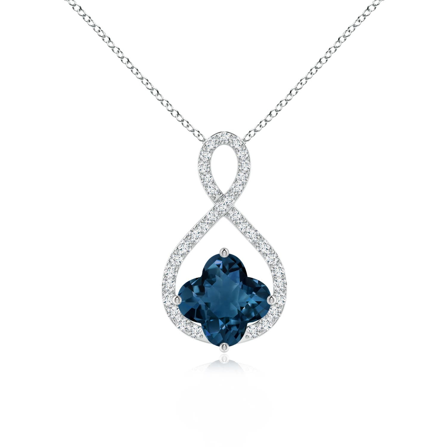 ANGARA Natural CloverShaped 1.6 ct London Blue Topaz Infinity Pendant
