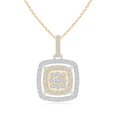 thumbnail image 1 of ANGARA Natural Cluster Diamond Cushion Double Pendant in 14K Yellow & White Gold for Women (Size-1.6mm| Color-H| Clarity-SI2) | Anniversary, Jewelry Gift for Women | Natural Diamond Necklace, 1 of 8
