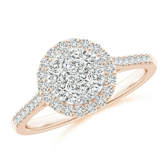 ANGARA Natural Composite Diamond Halo Engagement Ring in 14K Rose Gold for Women (Size-2.8mm| Color-H| Clarity-SI2) | April Birthstone, Anniversary, Jewelry Gift for Women | Natural Diamond Ring