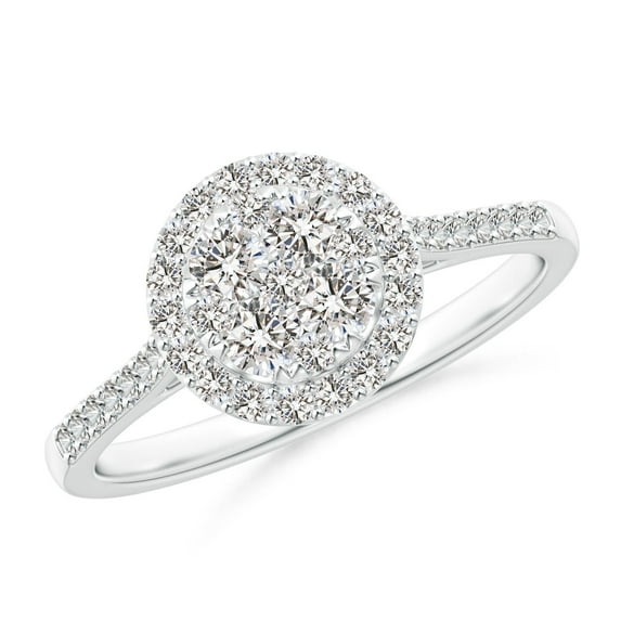 ANGARA Natural Composite Diamond Halo Engagement Ring in 14K White Gold for Women (Size-2.6mm| Color-I-J| Clarity-I1-I2) | April Birthstone, Anniversary, Jewelry Gift for Women | Natural Diamond Ring