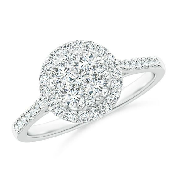 ANGARA Natural Composite Diamond Halo Engagement Ring in 14K White Gold for Women (Size-2.8mm| Color-G| Clarity-VS2) | April Birthstone, Anniversary, Jewelry Gift for Women | Natural Diamond Ring
