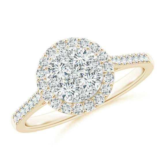 ANGARA Natural Composite Diamond Halo Engagement Ring in 14K Yellow Gold for Women (Size-2.8mm| Color-G| Clarity-VS2) | April Birthstone, Anniversary, Jewelry Gift for Women | Natural Diamond Ring