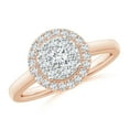 thumbnail image 1 of ANGARA Natural Composite Diamond Halo Ring with Milgrain in 14K Rose Gold for Women (Size-3.6mm| Color-G| Clarity-VS2) | April Birthstone, Anniversary, Jewelry Gift for Women | Natural Diamond Ring, 1 of 8