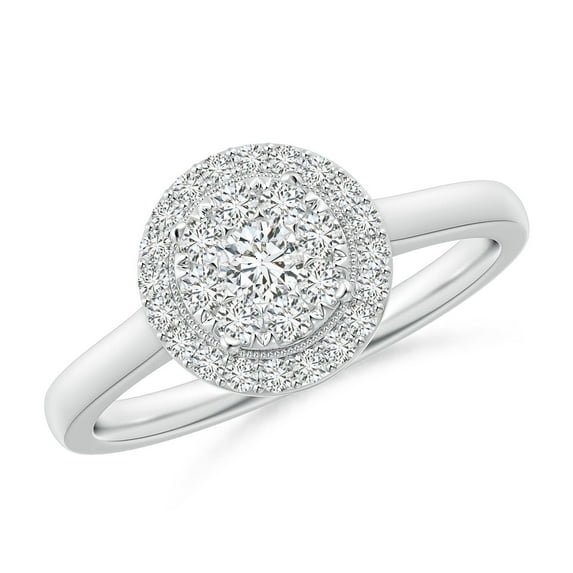 ANGARA Natural Composite Diamond Halo Ring with Milgrain in 14K White Gold for Women (Size-3.3mm| Color-H| Clarity-SI2) | April Birthstone, Anniversary, Jewelry Gift for Women | Natural Diamond Ring
