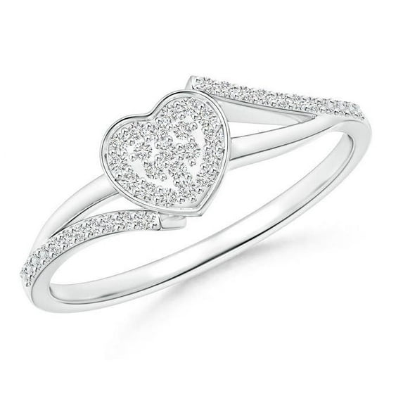 ANGARA Natural Composite Diamond Heart Bypass Ring in 925 Sterling Silver for Women (Size-0.9mm| Color-H| Clarity-SI2) | April Birthstone, Anniversary, Jewelry Gift for Women | Natural Diamond Ring