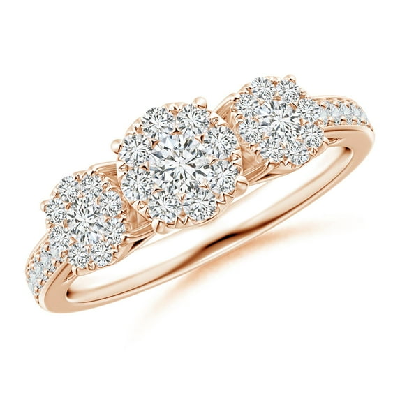 ANGARA Natural Composite Diamond Three Stone Ring in 14K Rose Gold for Women (Size-3.3mm| Color-H| Clarity-SI2) | April Birthstone, Anniversary, Jewelry Gift for Women | Natural Diamond Ring