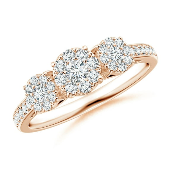 ANGARA Natural Composite Diamond Three Stone Ring in 14K Rose Gold for Women (Size-3mm| Color-G| Clarity-VS2) | April Birthstone, Anniversary, Jewelry Gift for Women | Natural Diamond Ring
