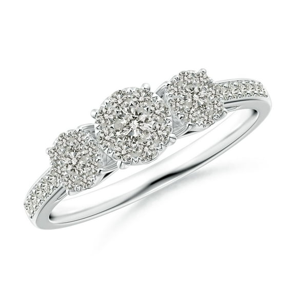 ANGARA Natural Composite Diamond Three Stone Ring in 14K White Gold for Women (Size-2.8mm| Color-K| Clarity-I3) | April Birthstone, Anniversary, Jewelry Gift for Women | Natural Diamond Ring