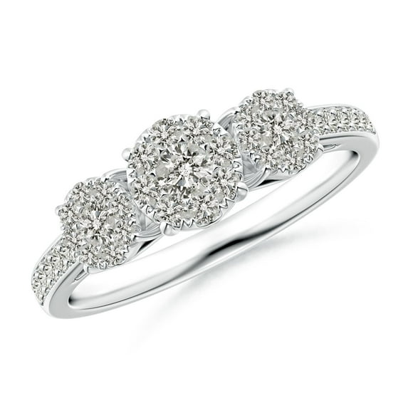 ANGARA Natural Composite Diamond Three Stone Ring in 14K White Gold for Women (Size-3mm| Color-K| Clarity-I3) | April Birthstone, Anniversary, Jewelry Gift for Women | Natural Diamond Ring