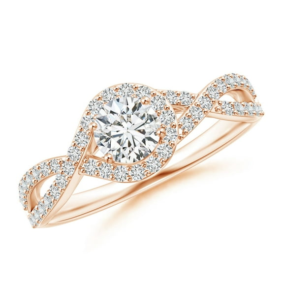 ANGARA Natural Criss Cross Infinity Halo Diamond Ring in 14K Rose Gold for Women (Size-4.9mm| Color-H| Clarity-SI2) | April Birthstone, Anniversary, Jewelry Gift for Women | Natural Diamond Ring