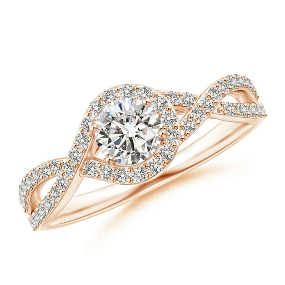 ANGARA Natural Criss Cross Infinity Halo Diamond Ring in 14K Rose Gold for Women (Size-4.9mm| Color-I-J| Clarity-I1-I2) | April Birthstone, Anniversary, Jewelry Gift for Women | Natural Diamond Ring