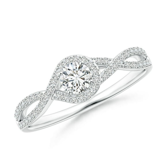 ANGARA Natural Criss Cross Infinity Halo Diamond Ring in 14K White Gold for Women (Size-4mm| Color-H| Clarity-SI2) | April Birthstone, Anniversary, Jewelry Gift for Women | Natural Diamond Ring